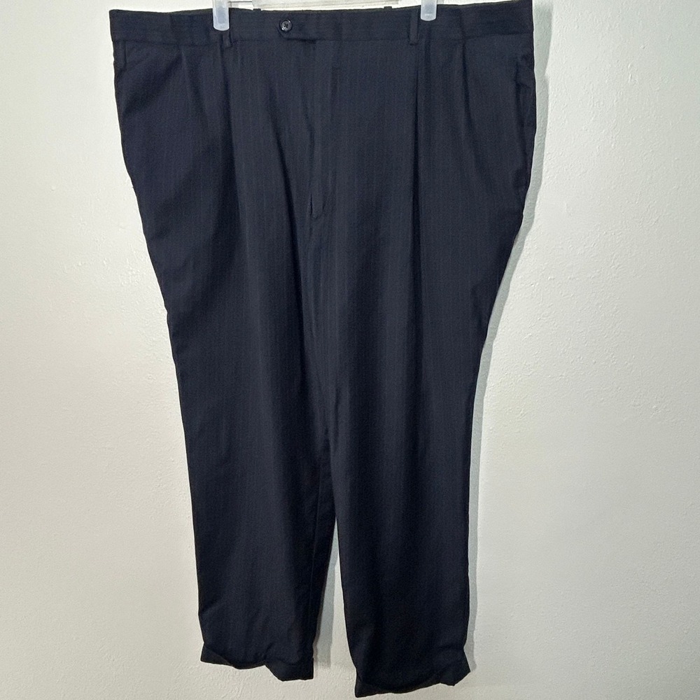 Turnbury Dress Pants Mens 42Rx25 Navy Pinstripe Single Pleat Classic Fit